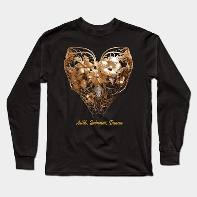 artistic swimming, synchronized swimming, golden dancers v2 Long Sleeve T-Shirt by H2Ovib3s